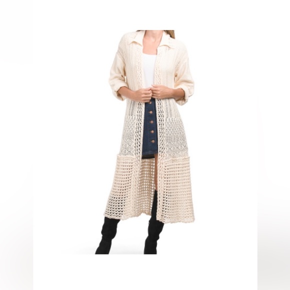 Free People Sunlight Mixed Stitch Duster in Sandcastle - Picture 2 of 13